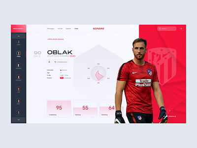 Player Profile Concept concept data design football game light profile stats ui uiux ux web website