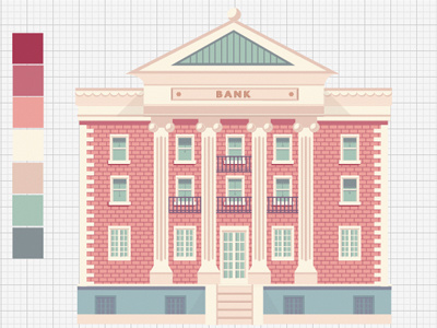 Work in Progress bank color colour drawing graphic house icon illustration illustrator web webdesign
