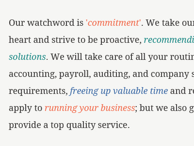 Our watchword is 'commitment blue droid serif fonts google green grey orange