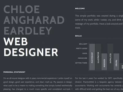 Portfolio google fonts grey infographic lato white