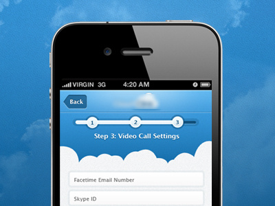 Step 3 apps blue breadcrumbs clouds form iphone pagination white