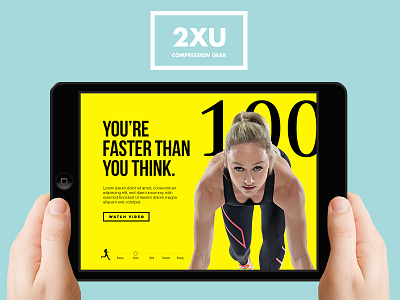 2xu - App Mock (with alternate shot) app cyan design interactive ipad mock typography web yellow