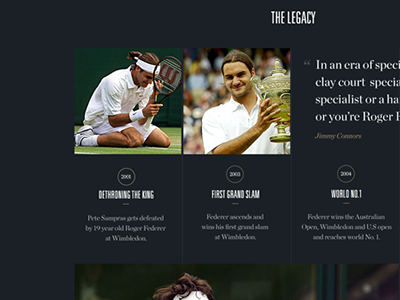 Sneakpeak editorial federer grid tennis typography website