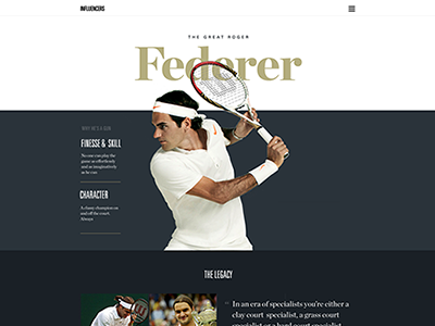 Sneakpeek editorial federer tennis typography website