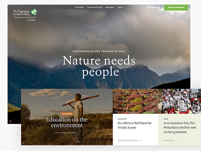 Nature Conservancy nature not for profit typography website