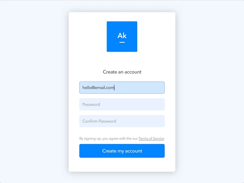 Daily UI - #001 - Sign Up blue dailyui field flat form signup ui ux