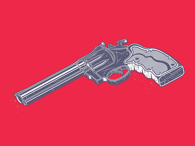 Revolver blue colour gun illustration illustrator red revolver two vector white