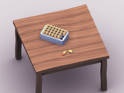 Bullet Table 3d ammo bullet bullets game gun low low poly lowpoly maya photoshop poly render table wood