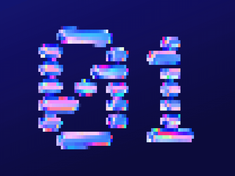 sphere.matrix 3d animated app blender gif ios iridescent pixel art typography