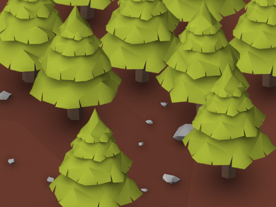 Forest 3d concept dirt forest game isometric low low poly maya paper poly tree