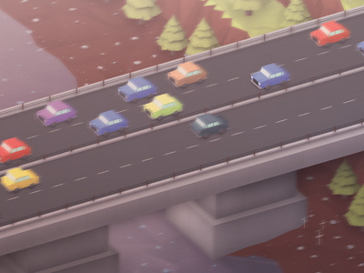 Bridge WIP 3d car crash game landscape low low poly lowpoly maya photoshop poly