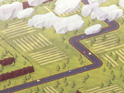 Road V3 @2x 2012 3d car hill isometric low lowpoly maya photo photoshop poly road safety shop speed