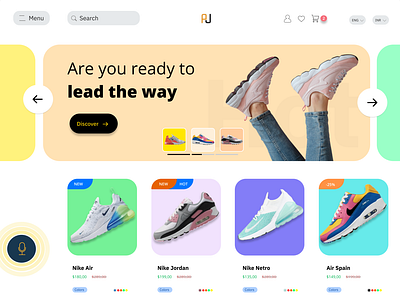 Shoe retailer website branding graphic design logo ui