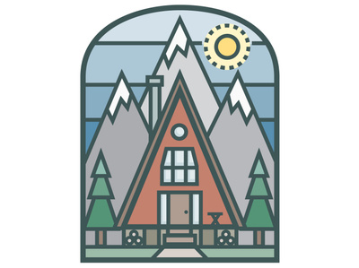 A-Frame Badge adobe cabin illustration illustrator mountain mountains