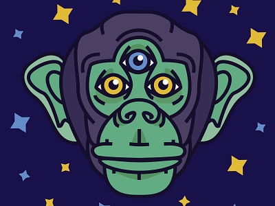 3 Eyed Chimp 3rd eye adobe illustrator chimpanzee illustration illustrator monkey