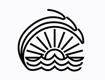 Wavy Sun adobe illustrator branding illustration illustration design illustrator lineart surfer surfing waves