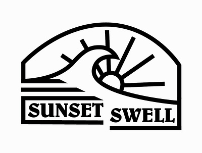 Sunset Swell Badge adobe adobe illustrator badge brand identity branding illustration illustrator logo logos sunset surf surfing wave