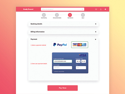Daily UI #002 - Checkout booking checkout credit card dailyui payment ui