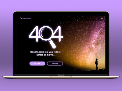 Daily UI #008 - 404 Page 008 daily ui error 404 purple space web