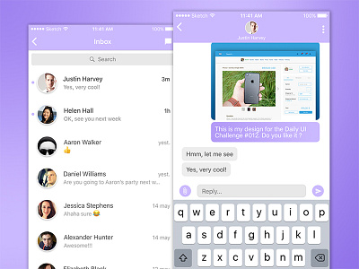 Daily UI #013 - Direct Messaging chat daily ui inbox ios messages purple