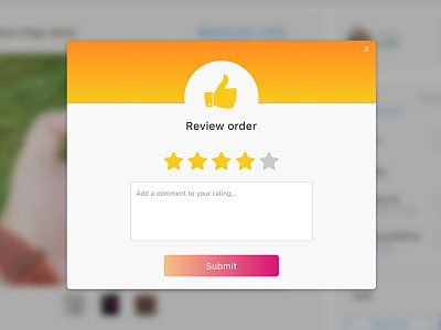 Daily UI #016 - Pop-Up / Overlay 016 daily ui gradient orange order overlay pop up review stars ux