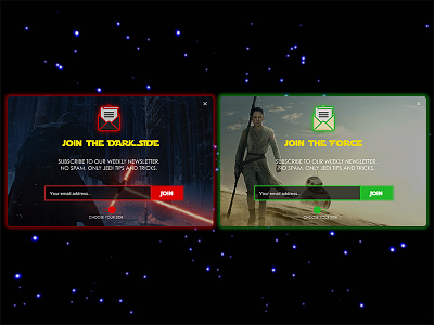 Daily UI #026 - Subscribe 026 daily ui green newsletter red star wars subscribe