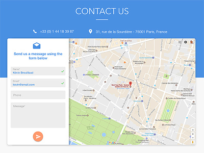 Daily UI #028 - Contact Us 028 blue contact us daily ui form location map message send