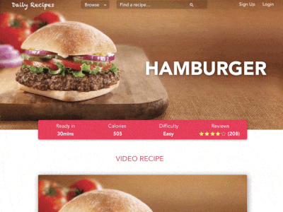 Daily UI #040 - Recipe 040 animation daily ui food hamburger recipe ui web