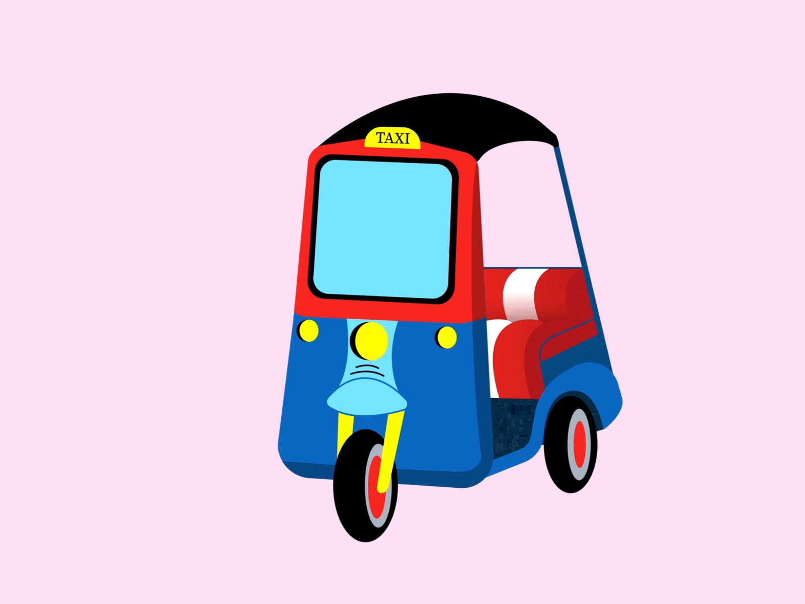 Tuk Tuk 2d 2d animation animation car design illustration motion design thailand tuktuk