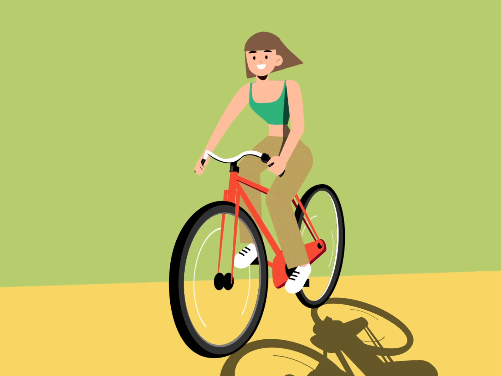 Bike girl 2d 2d animation animation bicycle bike character design design illustration minimal motion design motion graphics