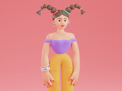 Sassy girl 3d blender character cinema4d design illustration modeling render