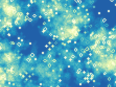 Conway's Game of Paint: First drops abstract automata blue and yellow css generative art