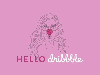 Hello Dribbble clown debut dribbble graphic design hello illustration pink portrait