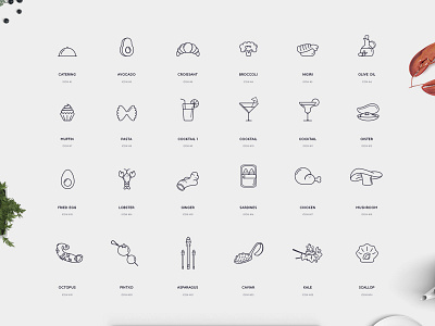 Fudeat Icons brand catering color design draw eat food graphic design icon icons mark set