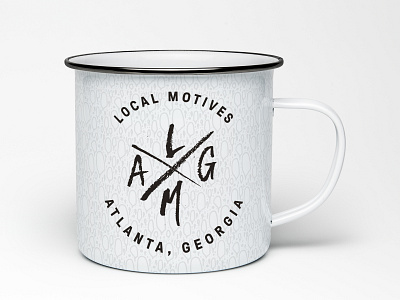 Local Motives Enamel Mug atl atlanta branding coffee mug georgia lockup logo mug design restaurant branding