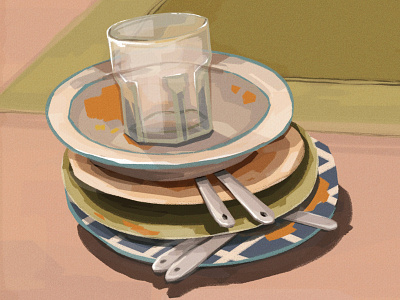 Dirty dishes art color study illustration photoshop study