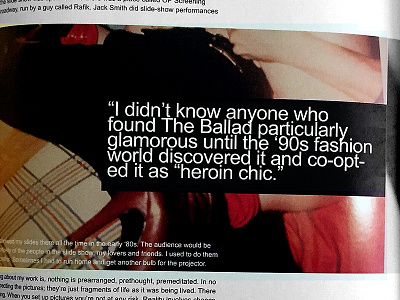 Nan Goldin Interview design editorial print quotes type typography