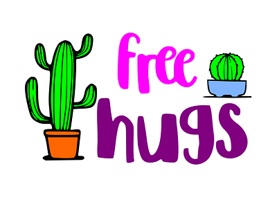 Free Hugs branding cactus design graphic design houseplant logo plant vector