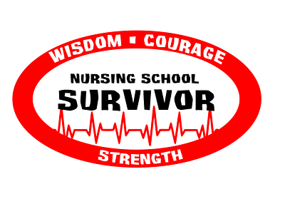 Nursing School Survivor branding design graphic design humor illustration logo nclex nursing nursing school school sticker vector