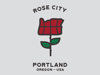 Rose City basketball design illustrator oregon portland vector
