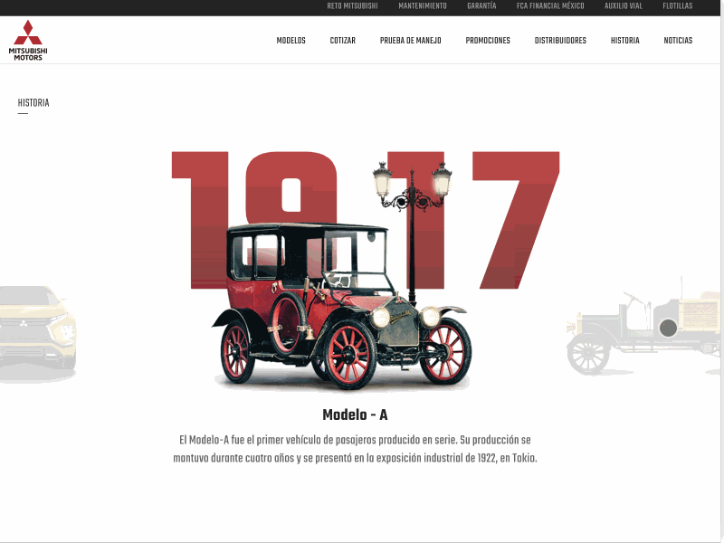 Mitsubishi - History html javascript slider timeline tweenmax ui ux web