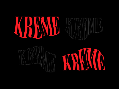 KREME black and red black background branding design distorted drip drippy droop droopy illustration illustrator lettering logo outline red and black typography vector warp warped