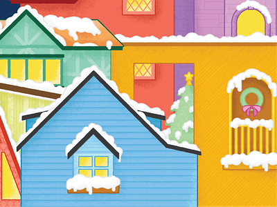Little Holiday Houses christmas holiday houses illustration pastel vector