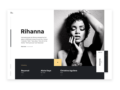 Music Artists website UI interface music rihanna ui website