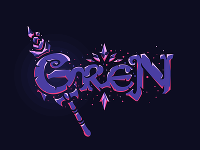 Gren design ice illustration logo mage staff text vector