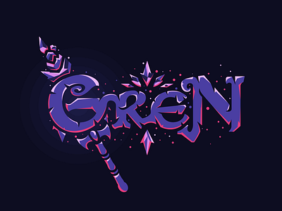 Gren design ice illustration logo mage staff text vector