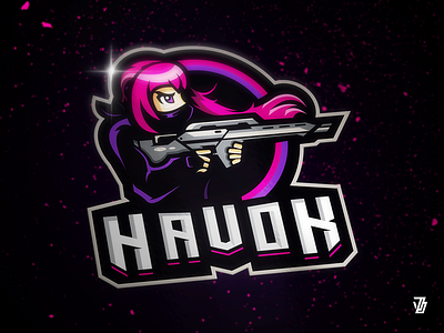 Havok anime esports girl gun logo mascot