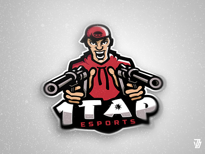 1Tap angry character guns guy hat logo mascot pistols