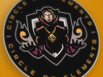 Magician character emblem esports fire logo magician mascot