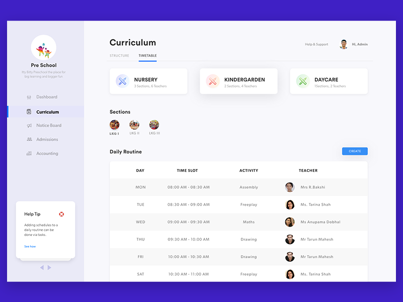 Pre-School timetable master by Dhyani on Dribbble